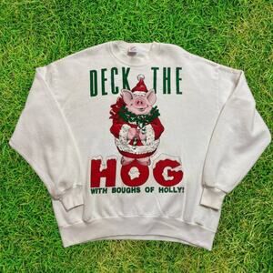 Vintage Pig Hog Christmas Jerzees Sweatshirt size XL 1990s